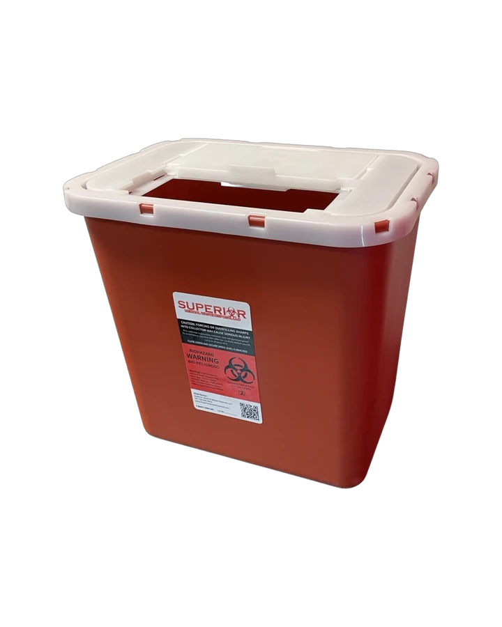 2-gallon red Superior multipurpose sharps container
