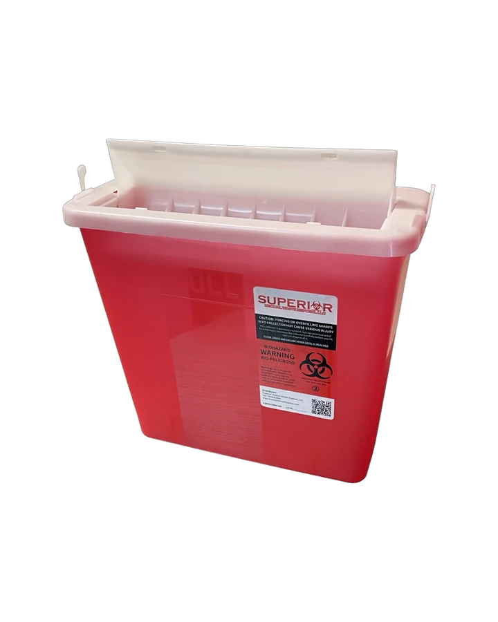 5-quart red Superior patient-room sharps disposal container