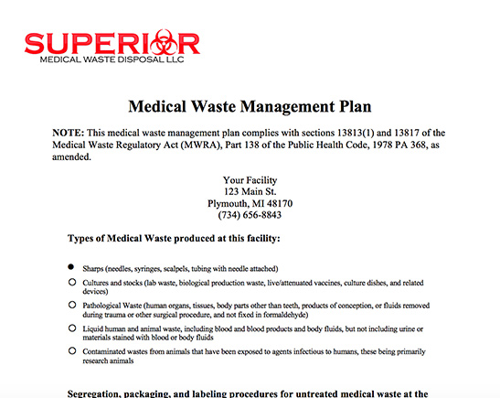 medical waste management plan