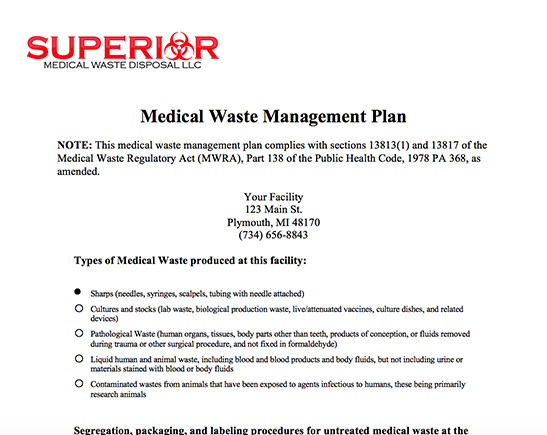 Medical waste management plan medical waste management plan
