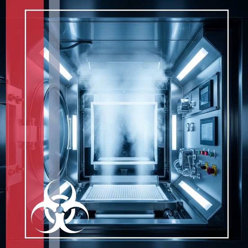stainless steel interior of a high-tech autoclave